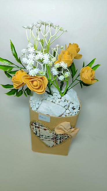 staklene vaze: Dekorativna aranžman vaza sa veštačkim cvećem - Elegantna pravougaona — 4