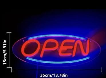 LED neonski znak “OPEN” za lokale - Dimenzije: 35 cm x 15 cm (13.78