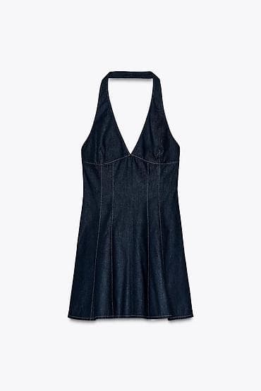 bts haljine: Haljina od teksasa sa halter izrezom - Materijal: tamni denim — 2