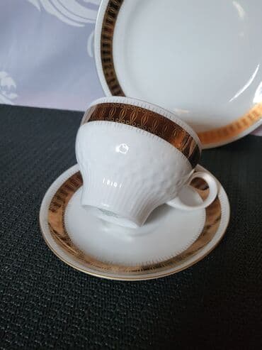 porcelanske solje za caj: Set porcelanski Kahla Istocna Nemacka 70te. Trodelni set,nigde — 5
