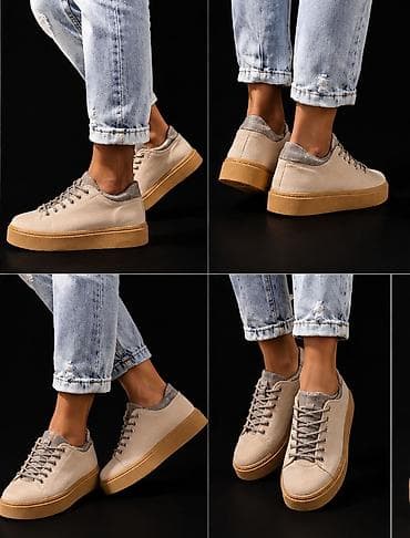 puma patike na platformu: Ženske patike na platformu – bež - Model: niske patike sa zadebljanim — 3