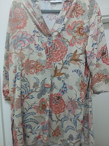 Košulje, bluze i tunike: Ženska tunika/bluza sa cvetnim printom - Kroj: ležerna tunika, dužina — 1