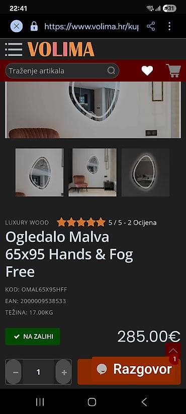 Home care products, Housewares: Na prodaju led ogledalo u obliku jajeta, dimenzije 70x90cm, vertikalno — 7