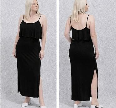 Haljine: Crna maxi haljina sa tankim bretelama - Kroj: ravna silueta dužine do — 1