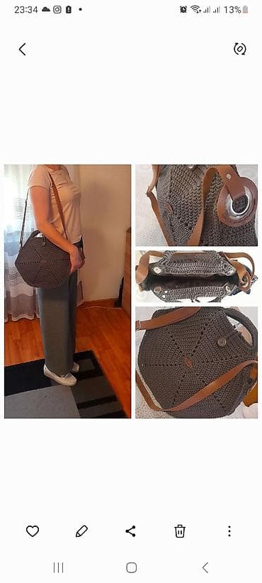 Lične stvari: Ručno heklana ženska torba – oktagonalni/okruglasti oblik - — 4