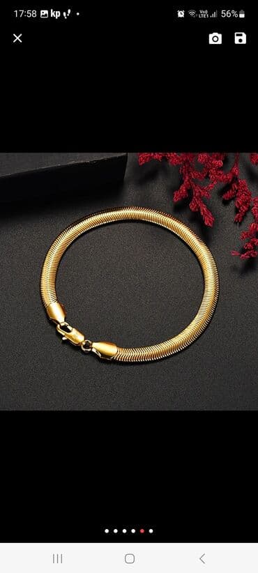 Bracelets: Set: Bracelet, Necklace, Material: Silver, Gold — 4