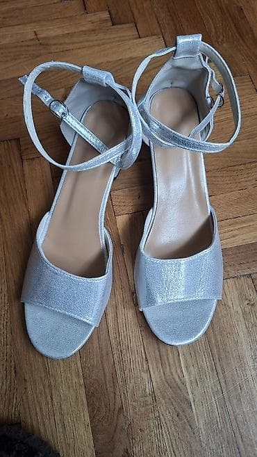 sandale za ispravljanje čukljeva: Srebrne sandale sa blok petom - Model: otvoreni prsti, široka prednja — 2