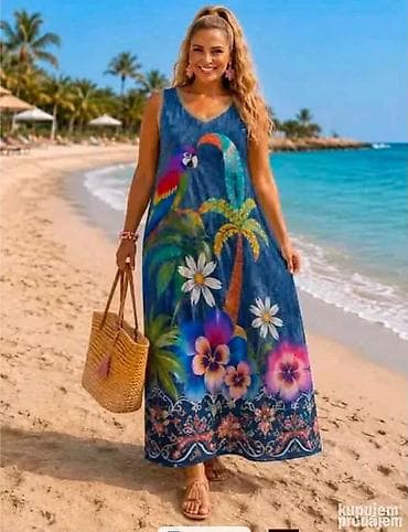 kostimi za deda mraza: 🌸 DUGE HALJINE ZA PUNIJE 🌸 ✨ Lagane, udobne i prelepi printovi! 📏 XL • — 3