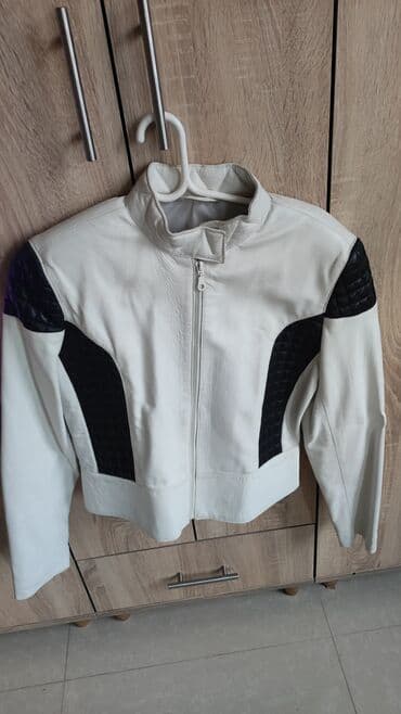 kozna jakna hugo boss: Ženska kožna jakna – beli model sa crnim detaljima - Materijal — 2