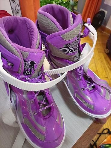 Oprema za skijanje: Rolerke (in-line) za decu – ljubičaste sa sivim i belim detaljima - — 3