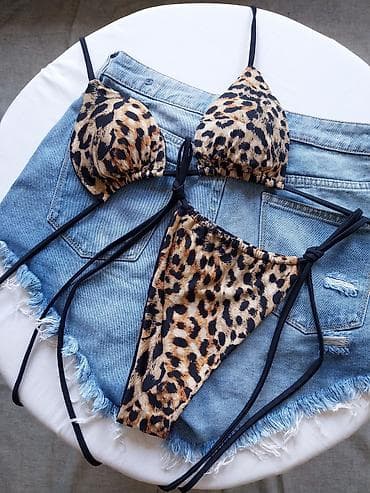 crne tunike: Leopard bikini – dvodelni kupaći kostim - Gornji deo: klasičan — 4