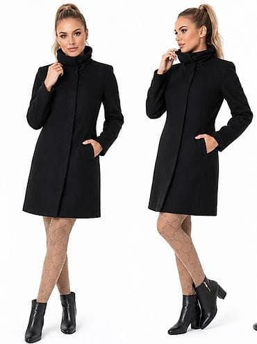 Ženski elegantni kaput – crni - Kroj: strukirani, ravna linija sa