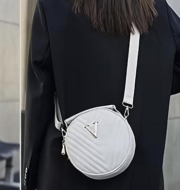 vitapur ćebe duks: Okrugla ženska torba od kože – bež/ivory ton - Materijal: glatka — 4