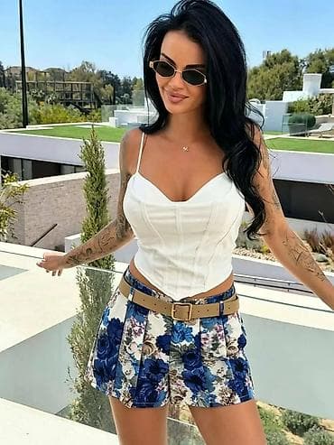 Ženske plisirane šorts-suknje sa floralnim printom - Model: visok na lalafo.rs Ženske plisirane šorts-suknje sa floralnim printom - Model: visok