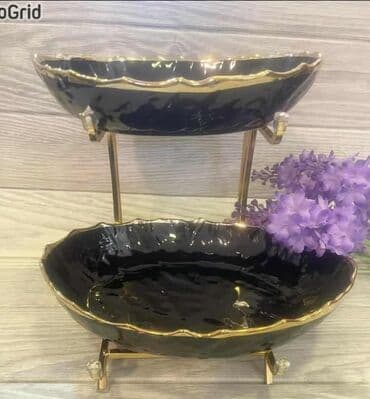 Ostali proizvodi za kuću: Elegantni setovi za serviranje - Set za tortu, bela keramika sa crnim — 2