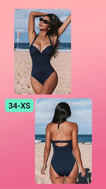 Jednodelni kupaći kostim – tamnoplavi, veličina 34 (XS). - Fazonski