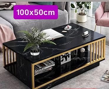 tabure koji se otvara: Klub sto 100 × 50 cm – moderan dizajn sa efektom mermera - Dimenzije — 2