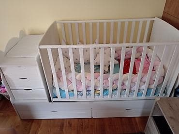 sandale za devojcice hm: Meda 3 u 1 beli krevetac za bebe, korišćen, ima ogrebotine od zubića — 1