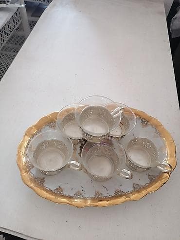 root clean slate: Set od 6 staklenih šoljica sa metalnim (srebrnkastim) držačima/dekorom — 3