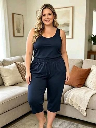 reserved farmerke: Ženske kapri pantalone – plus size. - Kroj: ravne nogavice dužine — 3