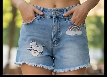 patike n: Ženske teksas šorts sa aplikacijama - Klasičan plavi denim sa — 1