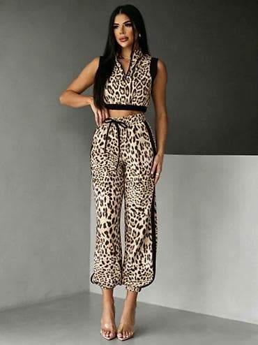 dsquared2 prsluk: Komplet sa animal printom od satena. - Gornji deo: crop prsluk bez — 1