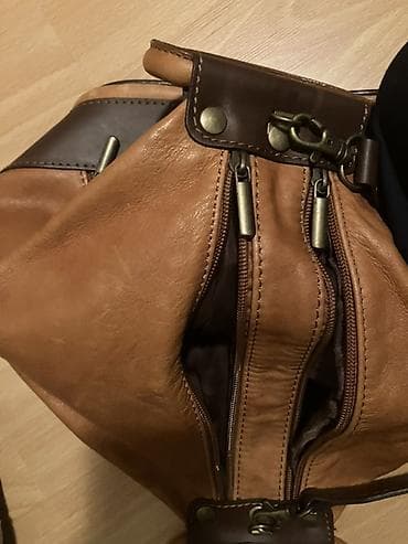 calvin klein torba cena: Kožna torba/ruksak 2 u 1, u kombinaciji svetlosmeđe i tamnosmeđe kože — 1