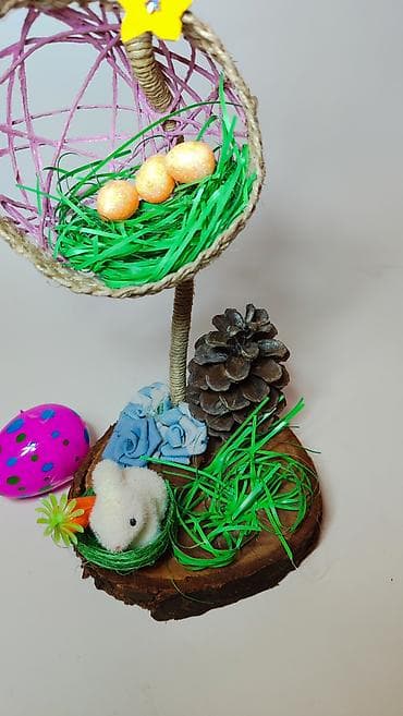 jela cipelarnik: Uskršnja dekoracija – ručni rad - Unikatna kompozicija na prirodnoj — 3