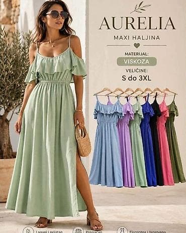 plave svečane haljine: AURELIA maxi haljina 2 komada po ceni - Materijal: viskoza - Kroj — 1