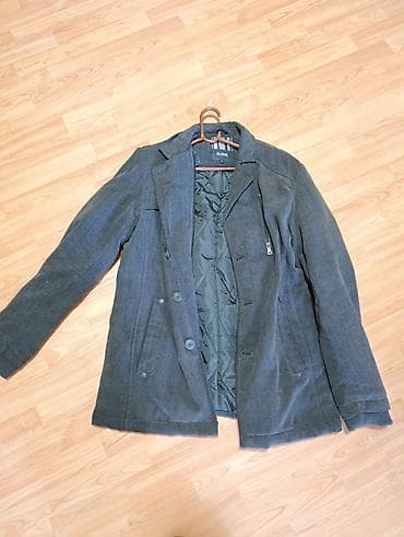 vuneni prsluk muski: Muški kaput ELM - Tamnosivi kaput srednje dužine, sa klasičnim — 1