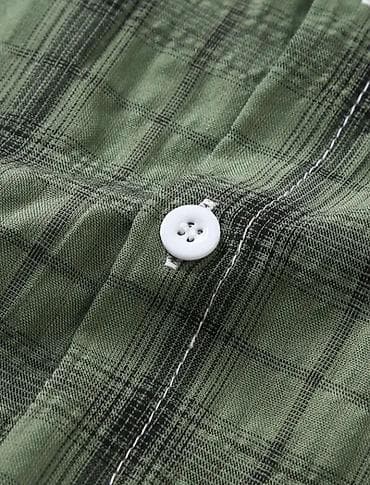 novo muska kosulja: Muška košulja sa kratkim rukavima 5XL – karirana, maslinasto zelena — 5