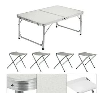 Setovi stolova i stolica: Set sklopivog stola sa 4 stolice – za kampovanje, piknik i baštu - — 4