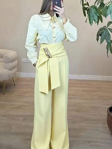 Wedding Clothes & Accessories: Elegantne ženske pantalone sa visokim strukom i širokim nogavicama - — 5