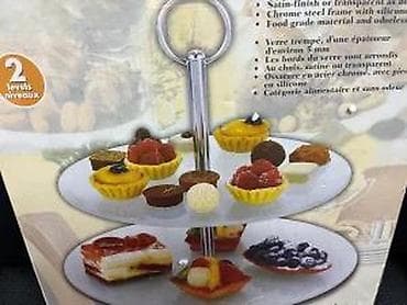 case za vino: Staklena etažera – 2 nivoa - Dvospratna etažera od kaljenog stakla — 5