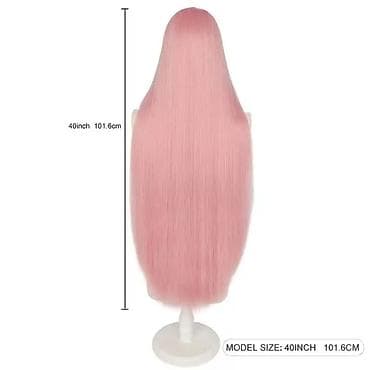prirodna kosa na klipse: Duga ravna perika u boji pastelno roze Dužina 100cm. - Tip — 4