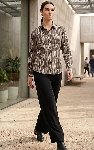 bluza m: Komplet: Pantalone i Košulja.Ženska košulja na dugmad sa printom - — 1
