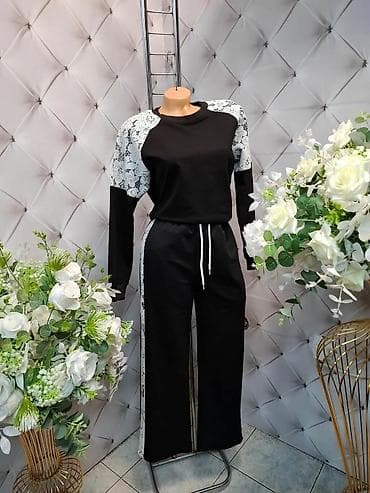 tigraste pantalone: Ženski komplet trenerka sa čipkom - Dvodijelni set: bluza dugih — 3