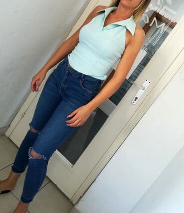pantalone od vestacke koze: Bershka farmerice extra model i kvalitet Fini mekani Teksas sa puno — 5