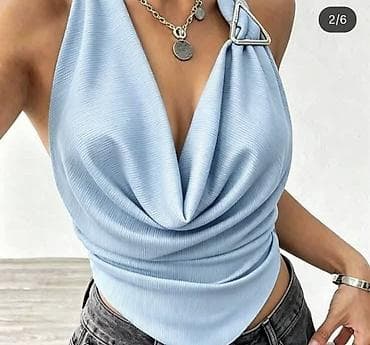 terranova topovi: Majica crop top bez rukava sa drapiranim „waterfall“ dekolteom i — 4