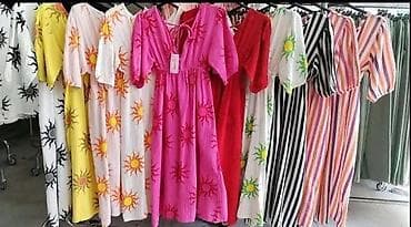 Women's Clothing: Letnja midi haljina sa printom sunca - Kroj: A-linija, lagano nabrana — 3