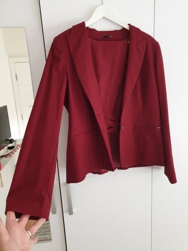 zenski kompleti pantalone i sako: Jednobojni, bоја - Bordo — 6