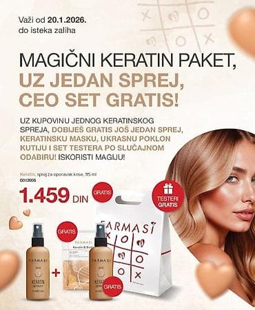 Venčanice i aksesoari: MAGIČNI KERATIN PAKET – FARMASI Sadržaj i benefiti: - Keratin sprej — 1