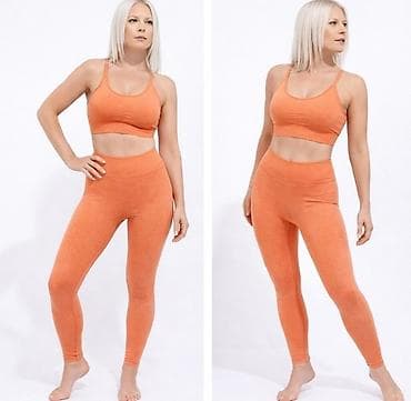 helanke prodaja: Dvodijelni sportski set – narandžaste helanke i top - Materijal — 2