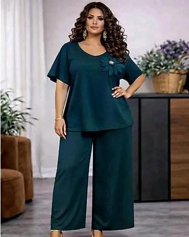 vogeli kompleti zenski: Dvodijelni ženski komplet – plus size - Gornji dio: bluzica sa — 2