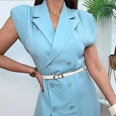 Women's Sweatsuits: Elegantna midi haljina bez rukava sa rever kragnom i dvorednim — 8