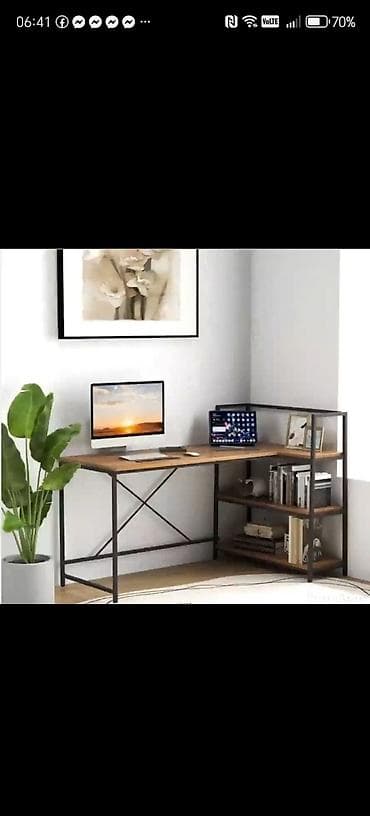 sara namestaj – слике: Radni sto sa bočnim policama – industrijski dizajn - Materijal — 5