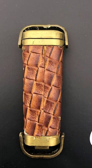 Bicikli: Vintage mesingana futrola za upaljač sa kožnim omotačem Stara futrola — 5