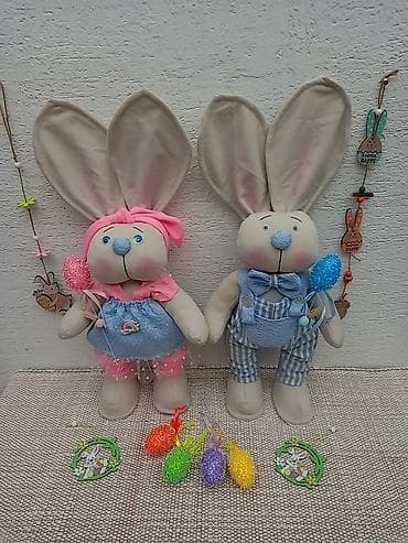 slingani pamuk: Uskršnji ukrasi – ručno rađene plišane zečice/zečevi - Unikatne — 1
