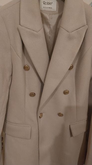 Elegantan ženski kaput Robin 38 – bež/boje peska - Kroj: dvoredno