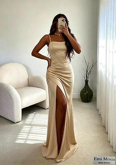 moda haljine: Elegantna duga satenska haljina. - Kroj: pripijena silueta sa ravnim — 3